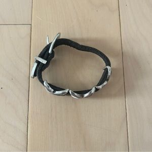 Black Faux Leather Belt Style Bracelet